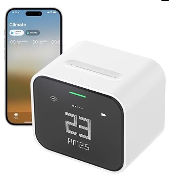 Best Wall-Mounted IAQ Monitors with VOC Sensors 7 Qingping Air Monitor Lite, Apple HomeKit Compatible Wi-Fi Indoor Air Quality Meter Detects Home CO2, PM2.5, PM10, Temperature, and Humidity