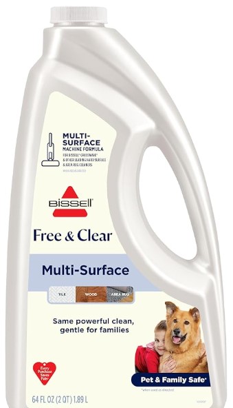 Top 5 Deep-Cleaning Solutions for Wet/Dry Mop Vacuums 4 Bissell Multi‑Surface Free & Clear Floor Cleaning Solution, 64 oz – Fragrance‑Free Cleaner for Sealed Hard Floors & Area Rugs, Safe for Kids & Pets, Compatible with CrossWave & SpinWave Machines