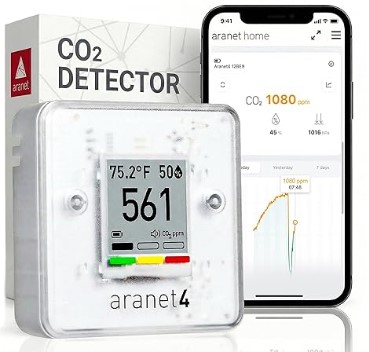 Best CO2 Monitors for Preventing "Afternoon Slump" 2 SAF Aranet4 Home: Wireless Indoor Air Quality Monitor for Office or School (CO2, Temperature, Humidity and More) Portable, Battery Powered, E-Ink Screen, App for Configuration & Data History