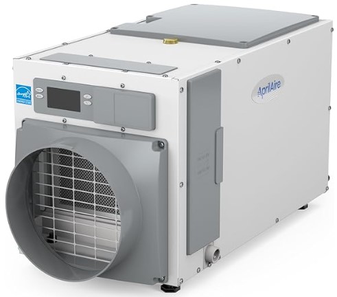 Best Whole-Home Dehumidifiers for Finished Basements 2 AprilAire E100 Pro 100-Pint Whole-House Dehumidifier, Energy Star Certified, Commercial-Grade Whole-Home Dehumidifier for Basement, Crawlspace, or Whole House up to 5,500 sq. ft.
