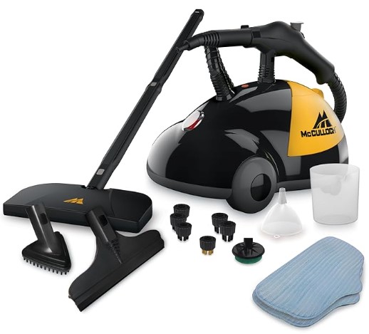 Best Heavy-Duty Canister Steam Cleaners for Tile and Grout 4 McCulloch MC1275 Heavy-Duty Steam Cleaner, 45 Minute Runtime, 18 Accessories: Mop Head, Brushes, & More - Built for Home, Tile, Grout, Carpet, Furniture, & Personal Car Detailing