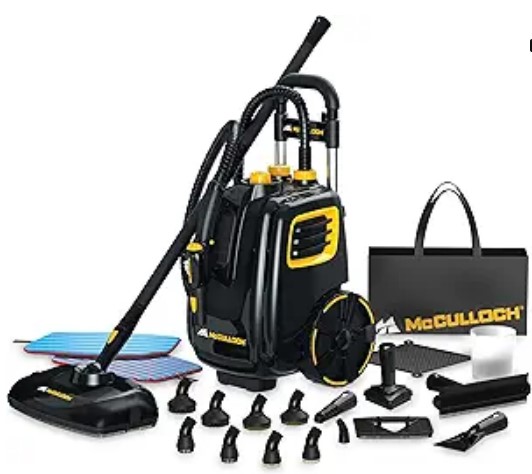 Dupray Neat vs. McCulloch MC1385: The $200 Steam Cleaner Showdown 4 McCulloch MC1385 Deluxe Canister Steam Cleaner, 2-Hour Runtime, Chemical-Free, 23 Accessories: Mop Head, Brushes & More - Built for Home, Tile, Carpet, Furniture, & Personal Car Detailing