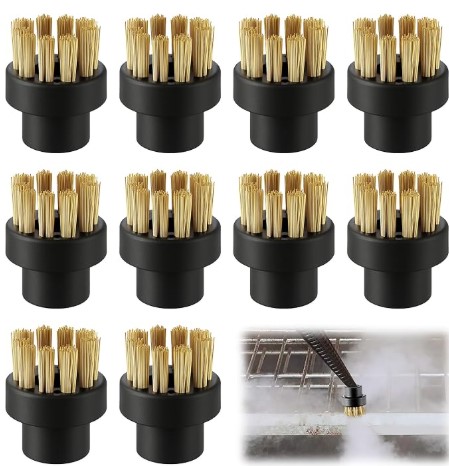 Best Steam Scraper Attachments for Polymerized Grease 5 10 Pack Small Brushes Compatible with Dupray Steam Cleaner Accessories with Brushes, Steam Cleaner Attachments for Grout, Tile, Oven, BBQ (Brass)