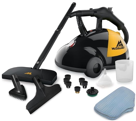 Best Portable Steam Cleaners for Professional Car Detailing 4 McCulloch MC1275 Heavy-Duty Steam Cleaner, 45 Min Runtime, 18 Accessories | Mop Head, Brushes, & More - Built for Home, Tile, Grout, Carpet, Furniture, & Personal Car Detailing