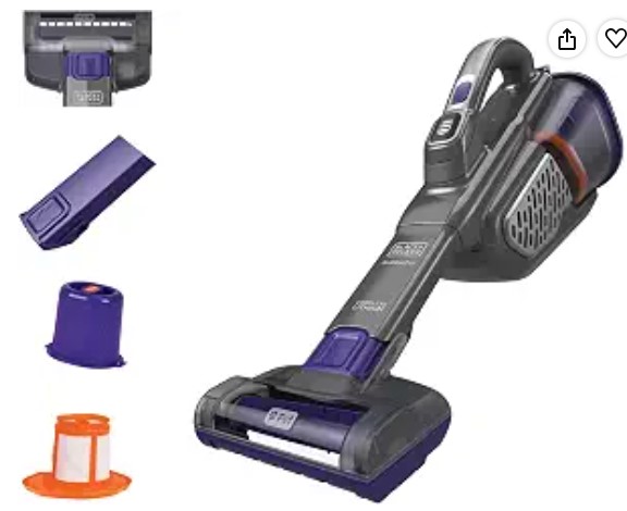 Best Handheld Vacuums with HEPA for Small Tech-Heavy Offices 5 BLACK+DECKER dustbuster furbuster Pet Hair Vacuum with Motorized Pet Hair Brush, Handheld Vacuum Cordless for Home and Car, Rechargeable, Portable, Powerful Suction, AdvancedClean (HHVK515JP07)