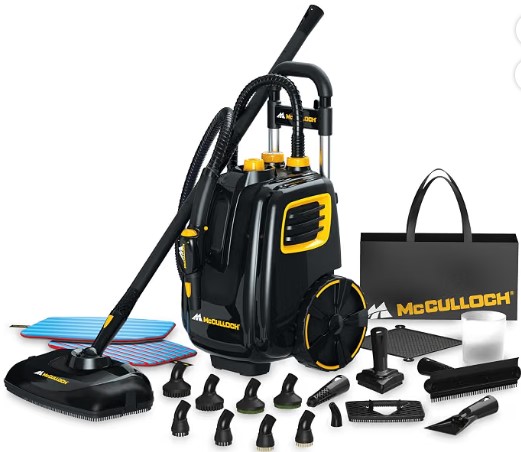 Best Steam Canisters for Deep-Cleaning Velvet and Suede Sofas 6 McCulloch MC1385 Canister Steam Cleaner, For Grout and Tile, 23 Accessories