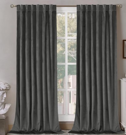 Best Velvet Curtains for Sound Dampening and Thermal Control 6 BGment Grey Velvet Blackout Curtains 84 inches Long, 2 Panels, 52 x 84 Inch