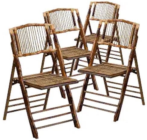 Best Bamboo and Rattan Furniture for a Low-Carbon Footprint Home 6 Flash Furniture Folding Bohemian Bamboo Chairs with Curved Backs, Modern Bamboo Folding Dining Chairs, 300 lb. Static Weight Capacity, Set of 4